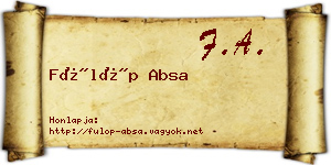 Fülöp Absa névjegykártya